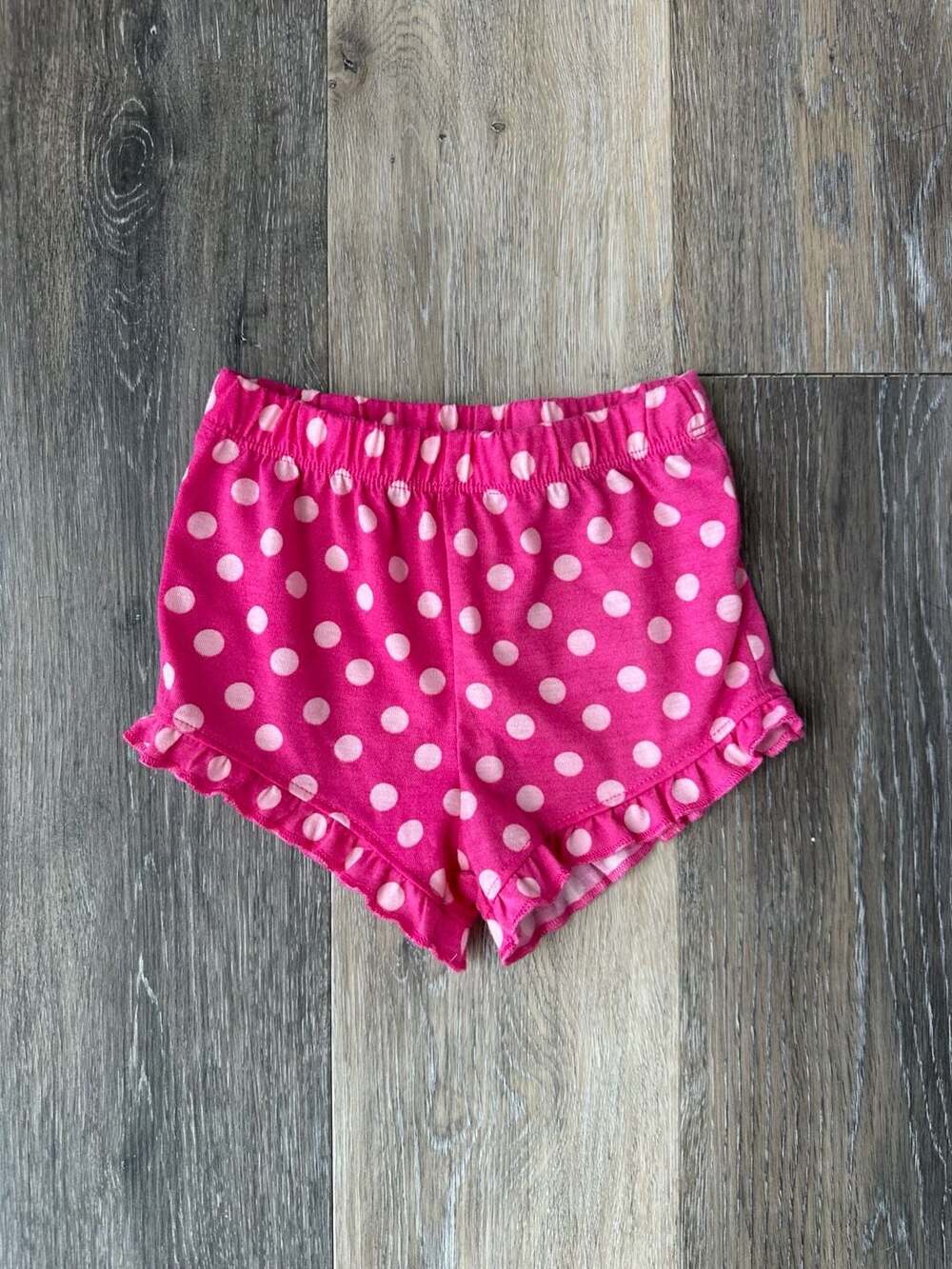 Wonder Nation Toddler Girls Pink Polka Dot Pajama Shorts Ruffle Trim Size 3T